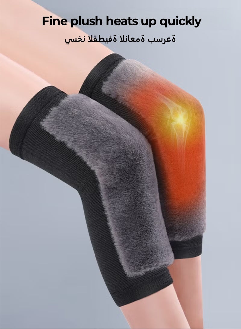 Women Men Knee Warmers Knee Brace Sleeve Leg Warmer Wool Cashmere Thicken Knee Supports Knee Pads Legging Stocking Warm Thermal Ski Cycling Knee Brace Sleeve for Joint Pain Arthritis (1 Pair) - Image 4